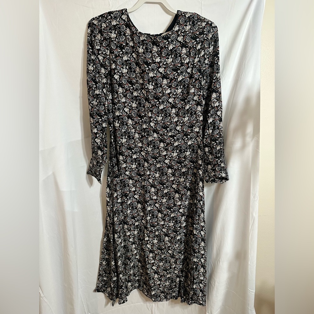 LOFT Black Dress with Floral Print